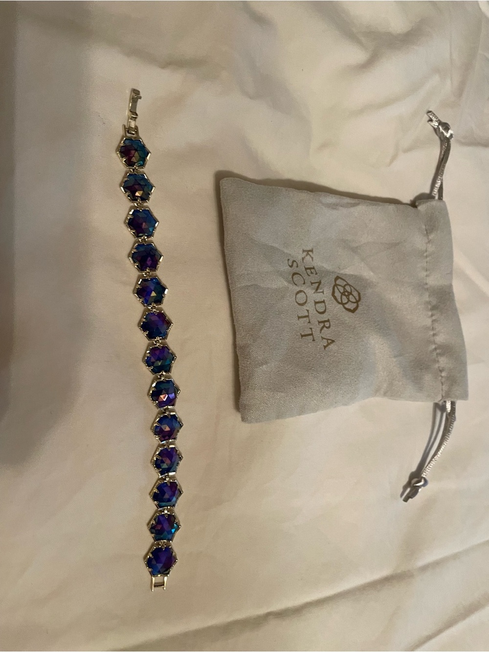 Kendra Scott Hexagon Iridescent Blue-Purple Crystal Bracelet